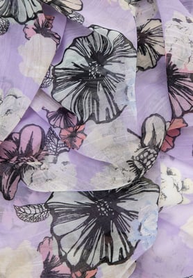 Wittchen Damenschal mit zartem Blumenmuster, cremefarben und lila, Polyester