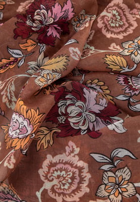 Wittchen Damenschal mit Blumenmuster, braun-orange, Polyester
