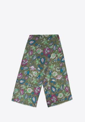 Wittchen Damenschal mit Blumenmuster, grün und blau, Polyester