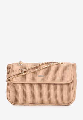 Wittchen Damen-Umhängetasche aus Kunstleder mit Kette, Beige