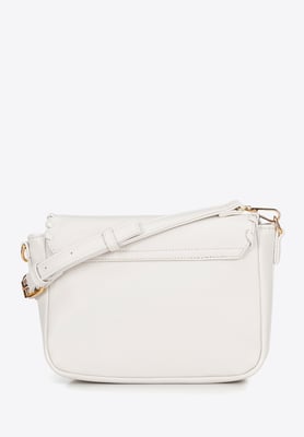 Wittchen Damen-Umhängetasche mit verziertem Überschlag, Creme, Kunstleder