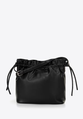 Wittchen Damen-Umhängetasche mit Zierbändern, schwarz, Kunstleder