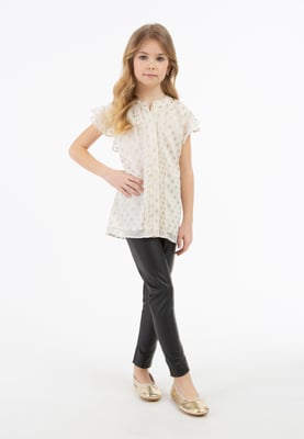 Faina Bluse Mädchen Wollweiß mit goldenen Punkten