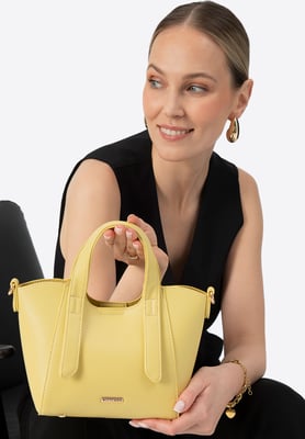 Wittchen Mini-Etui für Damen aus gelbem Kunstleder mit herausnehmbarem Beutel