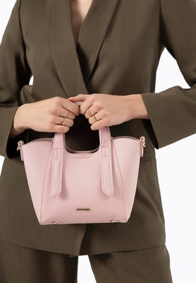 Wittchen Mini-Aktentasche für Damen aus rosa Kunstleder mit herausnehmbarem Etui