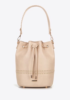 Wittchen Damen-Umhängetasche mit Kordelzug, beige, Kunstleder