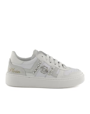 Mix Materials Low-Top Sneakers With Studs