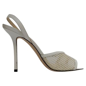 Jimmy Choo Slingback Sandalen mit Mesh-Akzenten aus weißem Leder