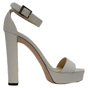 Jimmy Choo Plateausandaletten mit Riemchen aus weißem Leder