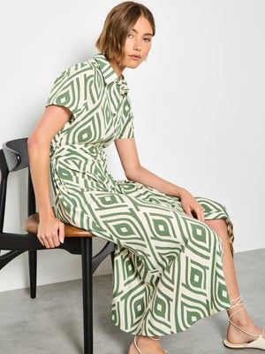 Apricot Midikleid mit geometrischem Print