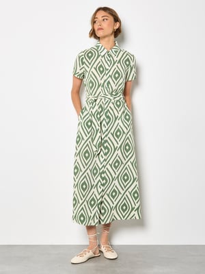 Apricot Midikleid mit geometrischem Print
