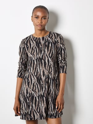 Apricot Zebra-Strick-Mini-Kleid