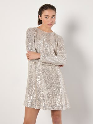 Apricot Paillettenbesetztes Shift-Minikleid