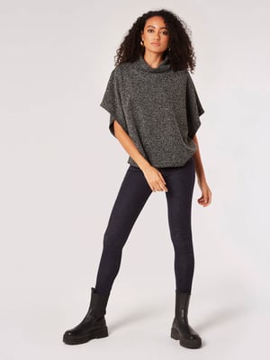 Apricot Rollkragen Jacquard Cape