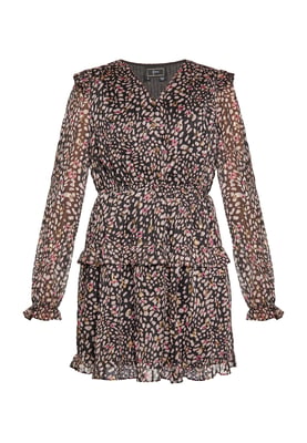 Faina Kleid Damen Schwarz Mehrfarbig
