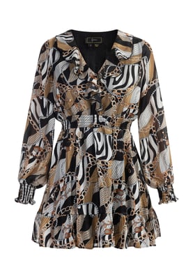Faina Kleid Damen Schwarz Mehrfarbig