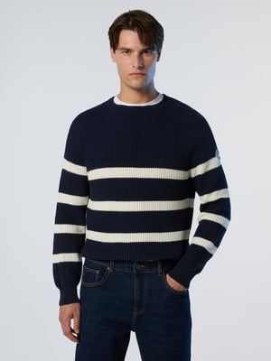 North Sails Pullover Fischerrippe mit Rundhalsausschnitt
