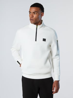 North Sails Sweatshirt Piqué Scuba Stoff mit halbem Reißverschluss