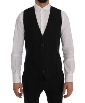 Schwarze Nadelstreifenweste im formellen Stil