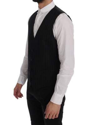 Schwarze Nadelstreifenweste im formellen Stil
