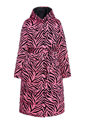 Faina Langer Steppmantel Damen Rosa Zebra