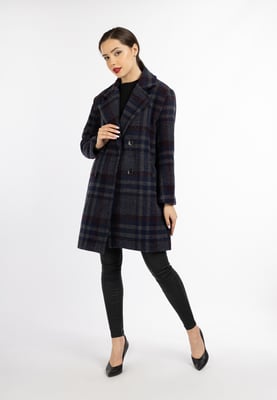 Faina Mantel Damen Blau Karriert