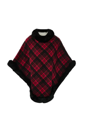 usha Poncho Frauen rot schwarz