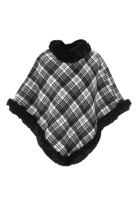 usha Poncho Frauen wollweiß schwarz