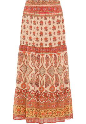 usha Gestufter Rock Damen Orange Mehrfarbig