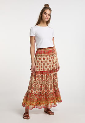 usha Gestufter Rock Damen Orange Mehrfarbig