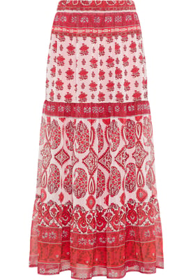 usha Gestufter Rock Damen Rot Mehrfarbig