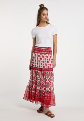 usha Gestufter Rock Damen Rot Mehrfarbig