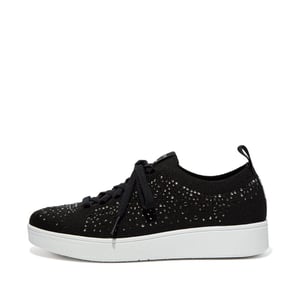 Fit Flop - "Rally" Kristall Sneaker für Damen, Jerseyware (Schwarz)