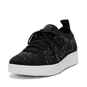 Fit Flop - "Rally" Kristall Sneaker für Damen, Jerseyware (Schwarz)