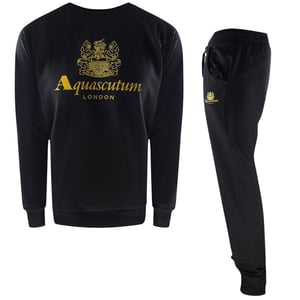Aquascutum - "London" Trainingsanzug-Set für Herren, Rundhalsausschnitt (Schwarz)