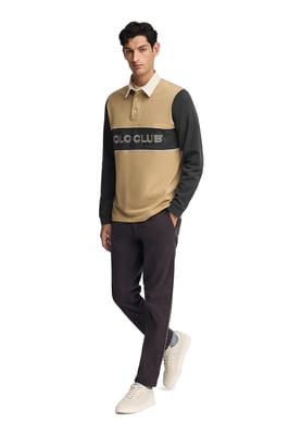Poloshirt Daviero hellbraun mit gesticktem Polo Club-Logo