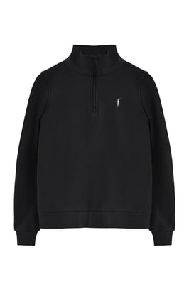 Sweatshirt schwarz mit halbem Reißverschluss und Rigby Go-Logo