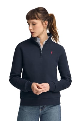 Sweatshirt marineblau mit halbem Reißverschluss und Rigby Go-Logo