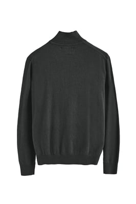 Pullover dunkelgrau meliert aus Wollgemisch mit halbem Reißverschluss und gesticktem Rigby Go-Logo