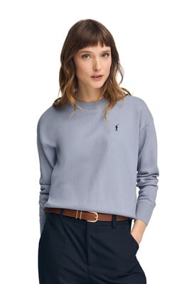Pullover hellblau mit Rundhalskragen aus Wollgemisch mit gesticktem Rigby Go-Logo