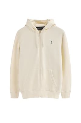 Sweatshirt ecru mit Kapuze, ganzem Reißverschluss und Rigby Go-Logo