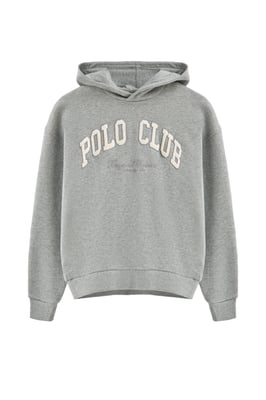 Sweatshirt grau meliert mit Kapuze und Logo Established 2012 Polo Club