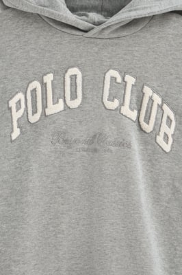 Sweatshirt grau meliert mit Kapuze und Logo Established 2012 Polo Club