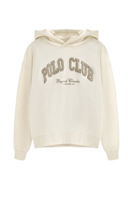 Sweatshirt ecru mit Kapuze und Logo Established 2012 Polo Club