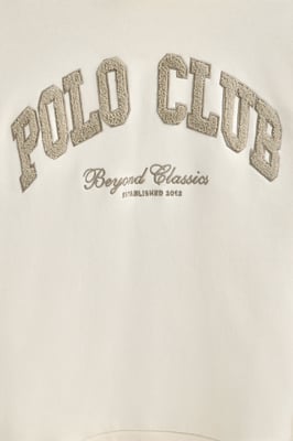 Sweatshirt ecru mit Kapuze und Logo Established 2012 Polo Club