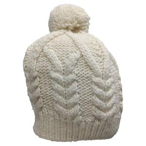 Moncler Mütze mit Bommel aus weißer Wolle