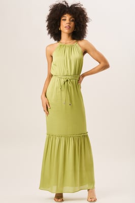 Grünes Neckholder-Maxikleid