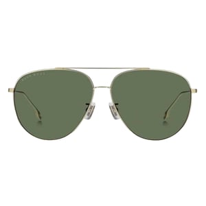 Hugo Boss - "1296" Sonnenbrille für Herren, Titanium-Grau, Edelstahl (Gold/Grün)
