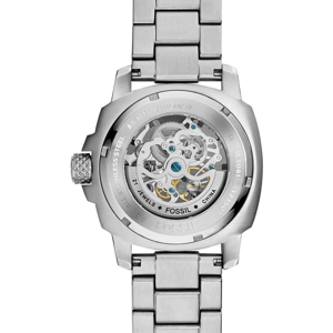 Fossil ME3081 Herren Automatik Skelett Uhr, 50 mm Silber Edelstahl