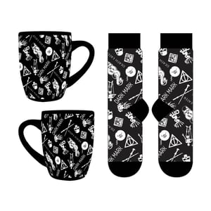 Harry Potter - Tasse/Socken-Set "Dark Arts" (Schwarz/Weiß)
